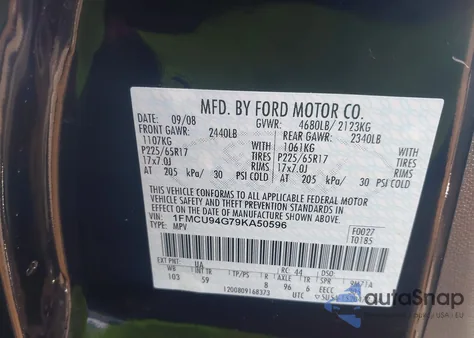 2009 Ford Escape Limited from USA, damaged, VIN 1FMCU94G79KA50596